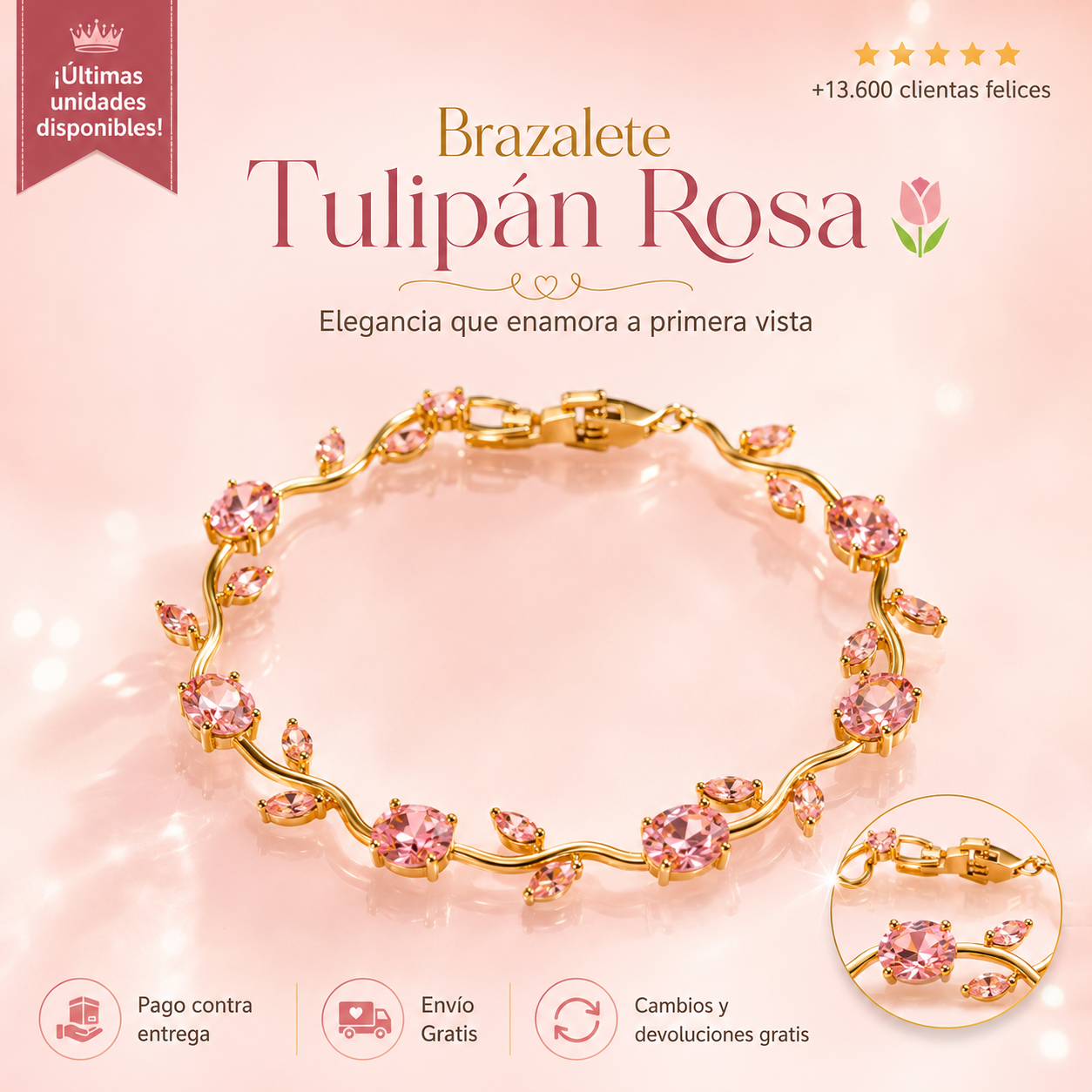 Brazalete Tulipán Rosado Premium 🌷