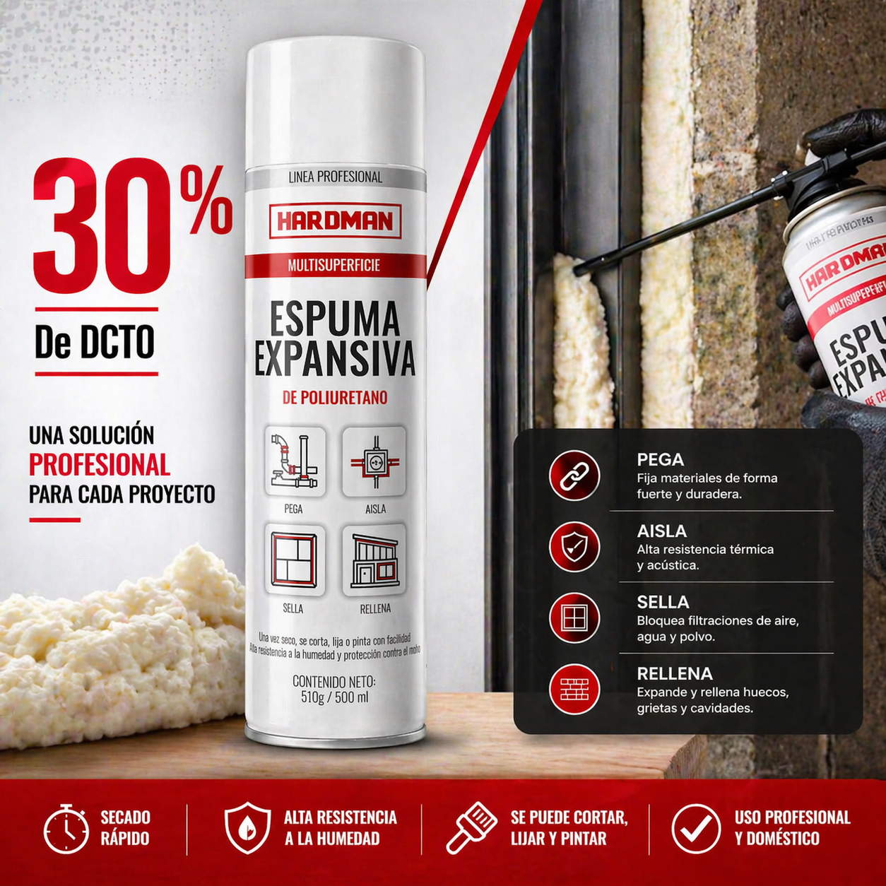 HARDMAN - ESPUMA EXPANSIVA DE POLIURETANO
