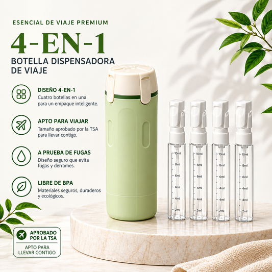 Zenvia™ - Botella Dispensadora de Viaje 4 en 1